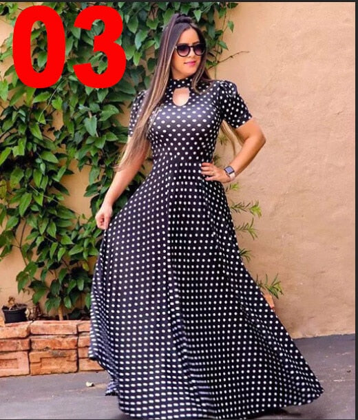 Casual Women Print Robe Maxi Dress