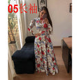 Casual Women Print Robe Maxi Dress