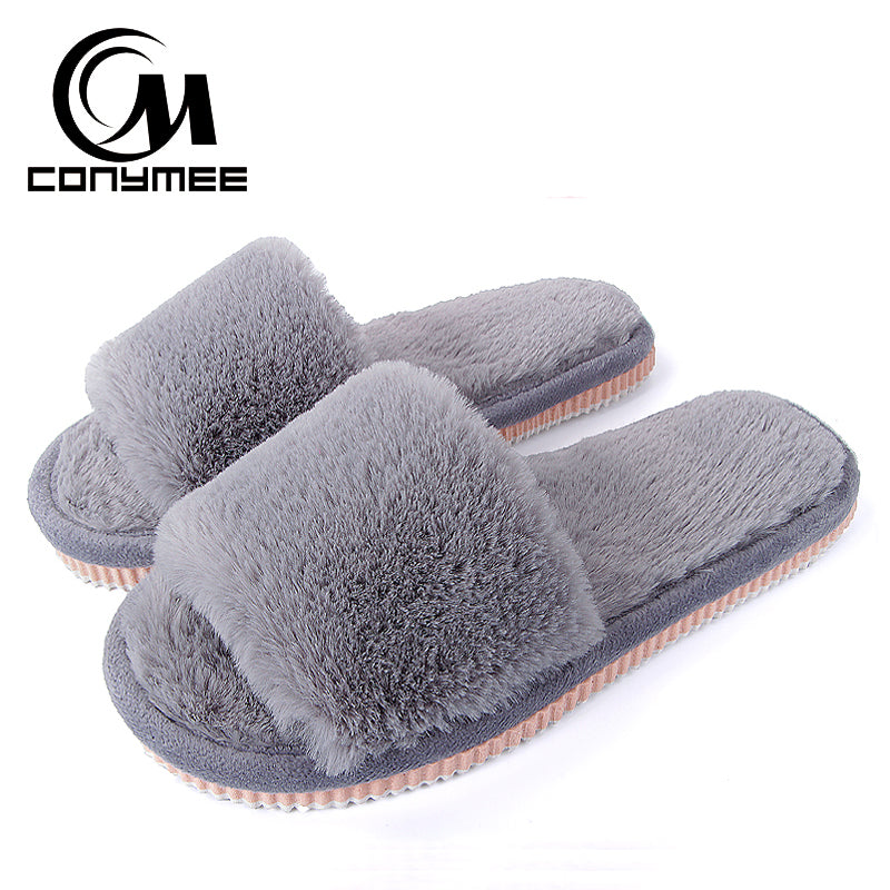 Winter Women Indoor Warm Fluffy Slippers