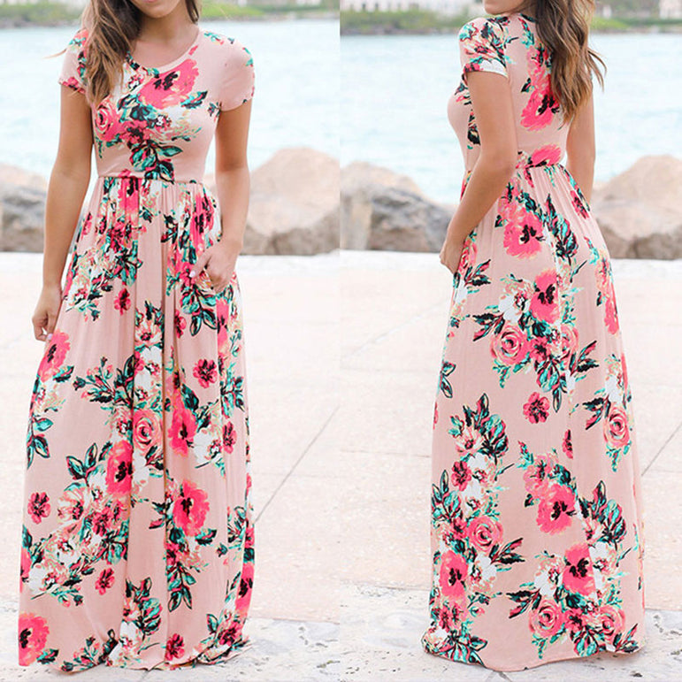 Women Long Maxi Floral Print Boho Dress