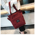 Women Corduroy Zipper Shoulder Bag