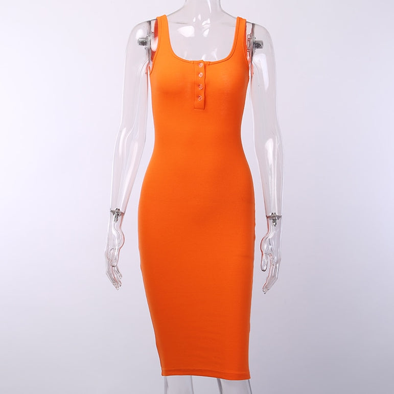 Knee-Length Elastic Sleeveless Bodycon Dress