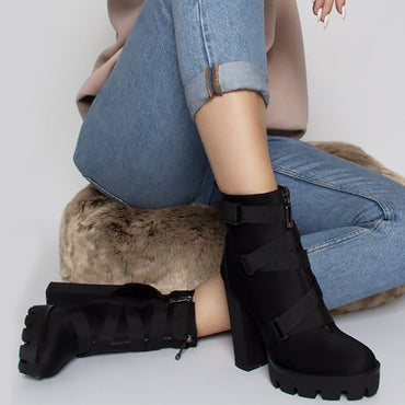 Thick Heel Platform Ladies Worker Boots