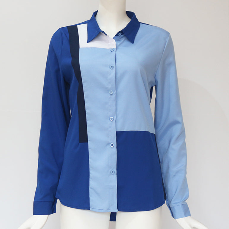 Fashion Long Sleeve Turn Down Collar Office Shirt