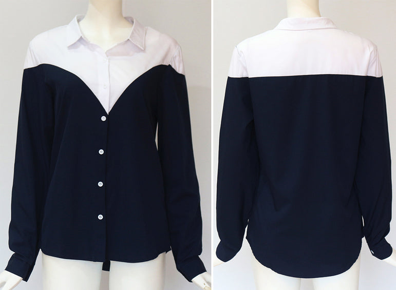 Fashion Long Sleeve Turn Down Collar Office Shirt