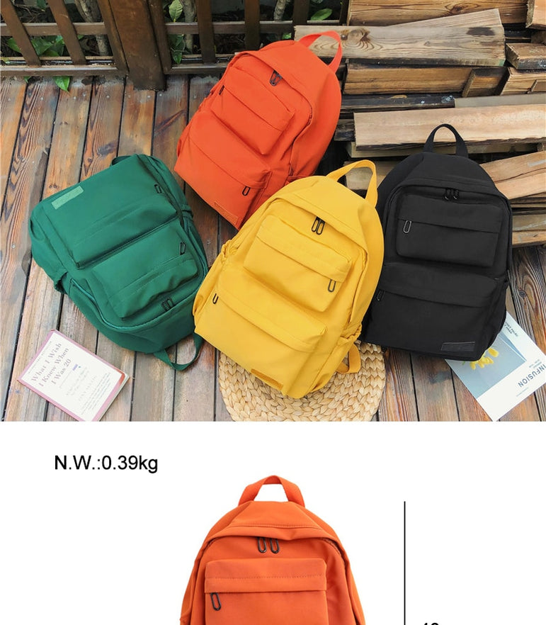 Waterproof Nylon Women Multi Pocket Backpacks