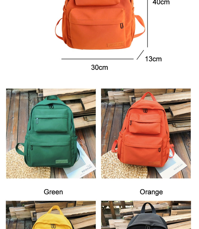 Waterproof Nylon Women Multi Pocket Backpacks