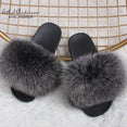 Fluffy Real FOX Fur Slides Indoor Slippers