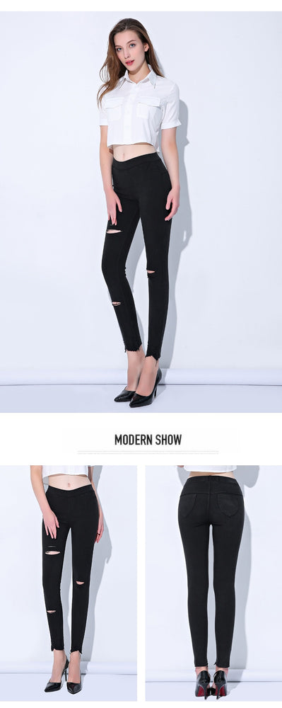 Ripped Jeans Women Cool Skinny Pants