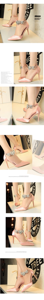 Women luxury High Quality Flower Crystal Pumps