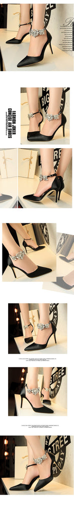 Women luxury High Quality Flower Crystal Pumps