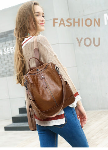 Women Leather Backpack Female Shoulder Bag