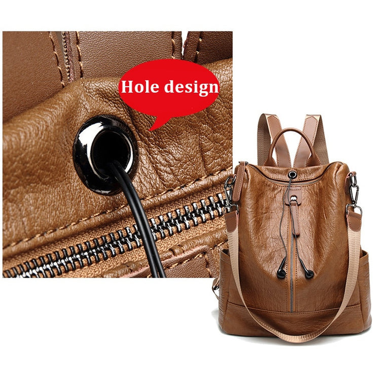 Women Leather Backpack Female Shoulder Bag