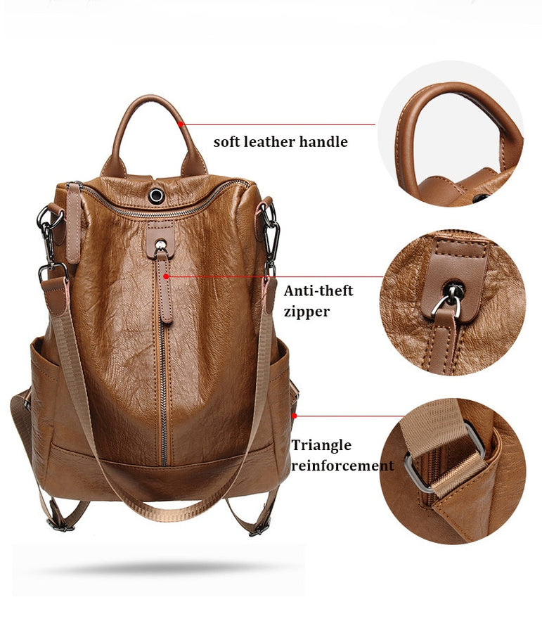 Women Leather Backpack Female Shoulder Bag