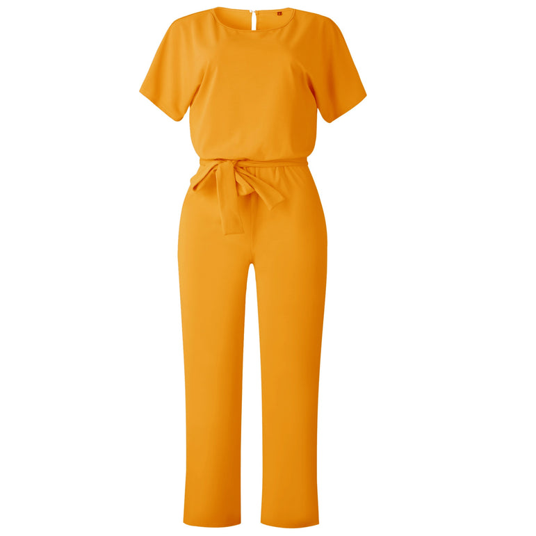 Elegant O Neck Casual Women Bandage Jumpsuits