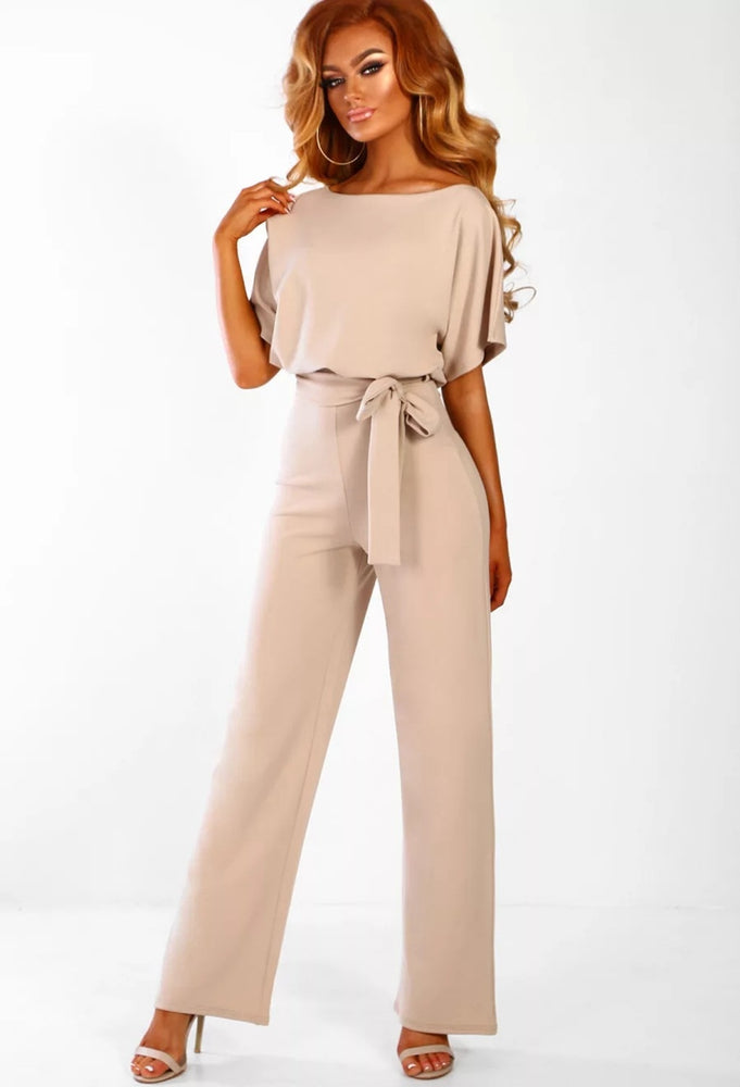 Elegant O Neck Casual Women Bandage Jumpsuits