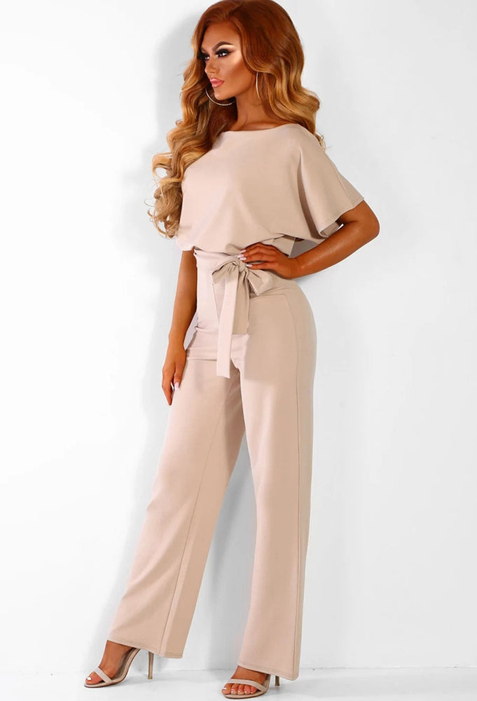 Elegant O Neck Casual Women Bandage Jumpsuits