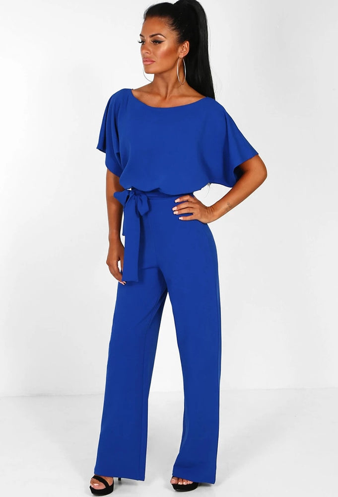 Elegant O Neck Casual Women Bandage Jumpsuits