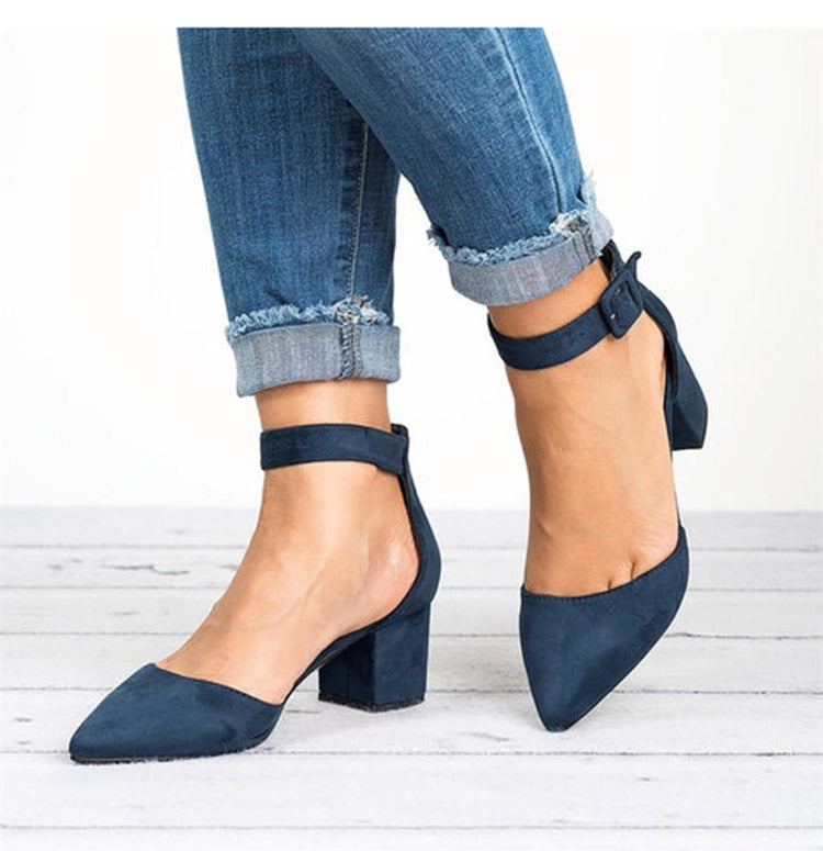 Ankle Strap Summer Shoes Female Block Heels