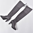 Flock Leather Women Over The Knee Boots