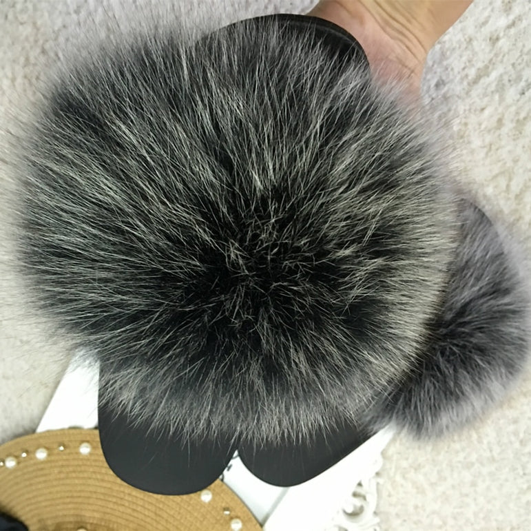 Cute Plush Fox Hair Fluffy Slippers