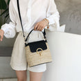 Small Straw Bucket Crossbody Bags