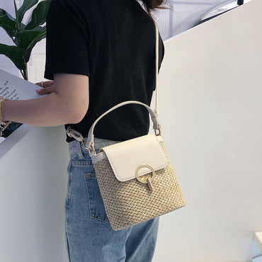 Small Straw Bucket Crossbody Bags