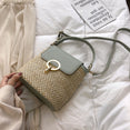 Small Straw Bucket Crossbody Bags