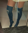 Jeans Thigh High High Heels Women Boots