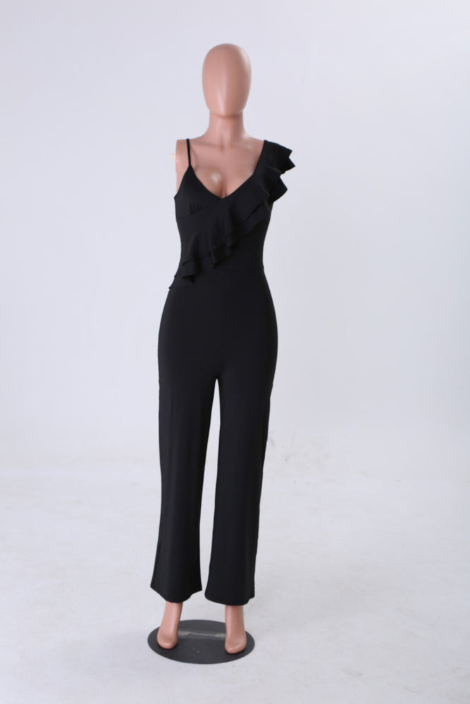 Sexy Deep V-Neck Ruffles Strap Jumpsuits