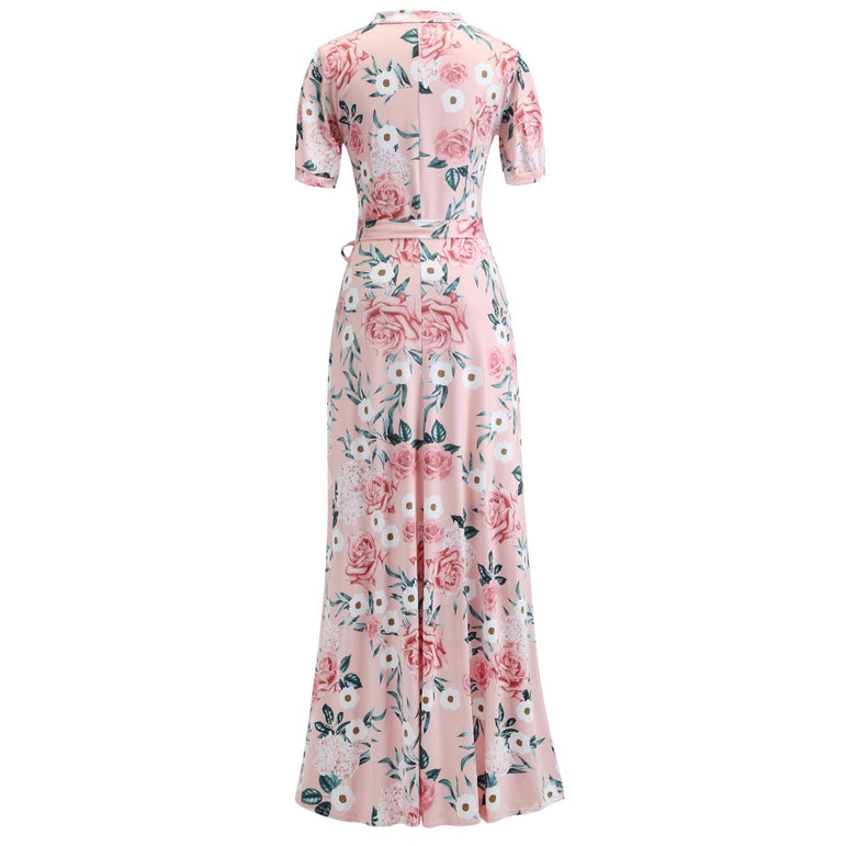 Casual Women Print Robe Maxi Dress