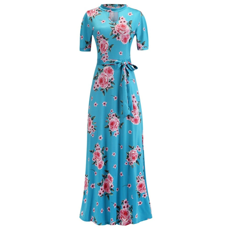 Casual Women Print Robe Maxi Dress