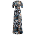 Casual Women Print Robe Maxi Dress