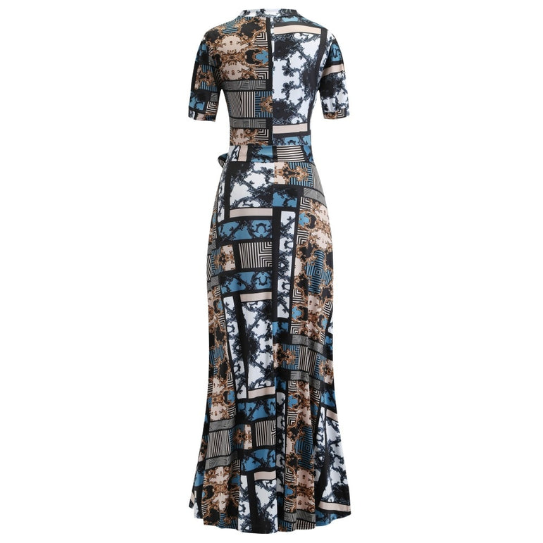 Casual Women Print Robe Maxi Dress