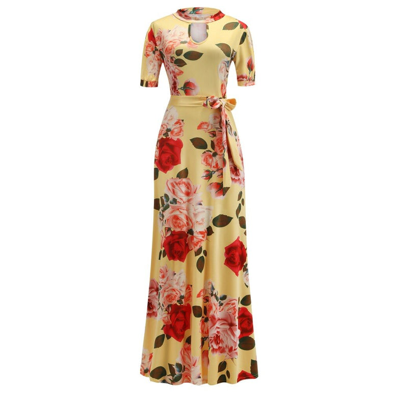 Casual Women Print Robe Maxi Dress