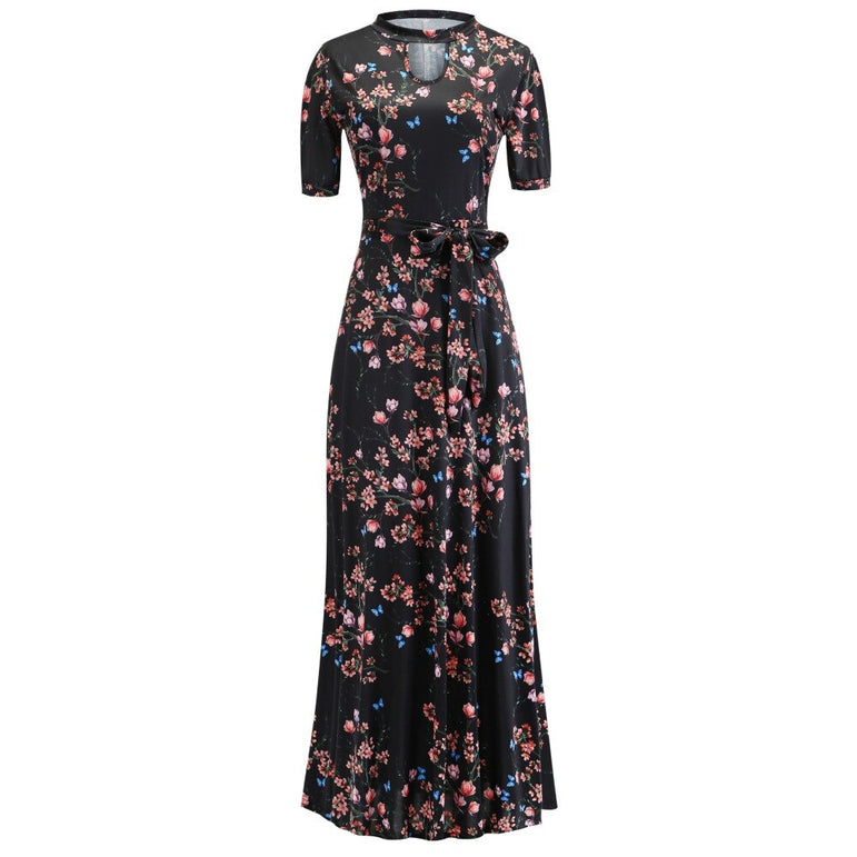 Casual Women Print Robe Maxi Dress