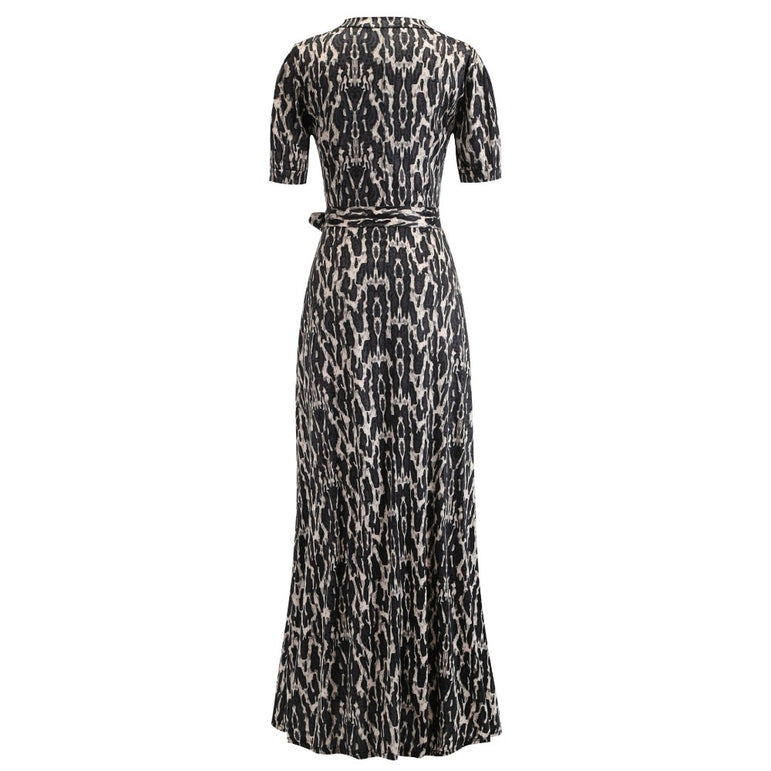 Casual Women Print Robe Maxi Dress