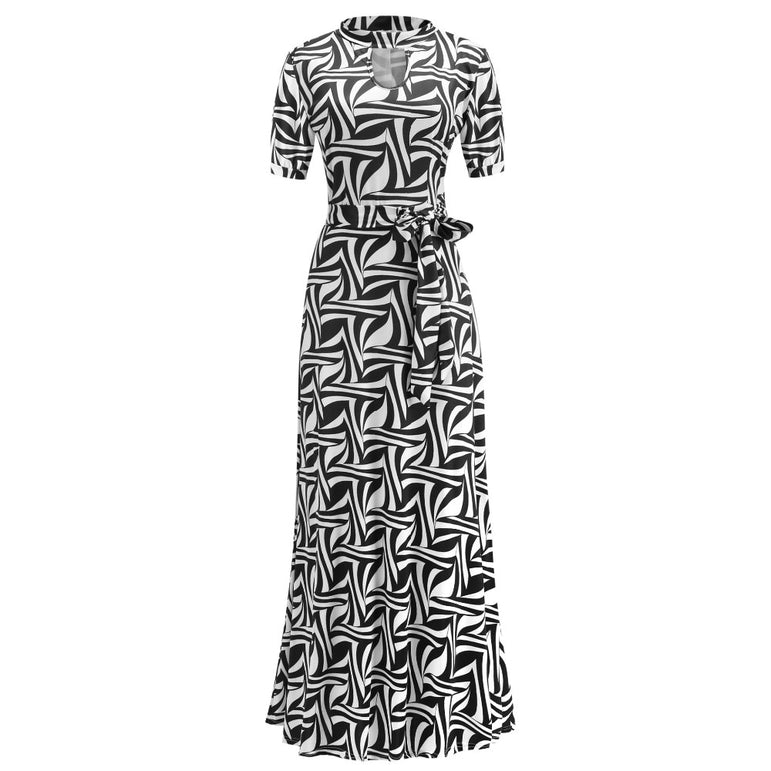 Casual Women Print Robe Maxi Dress