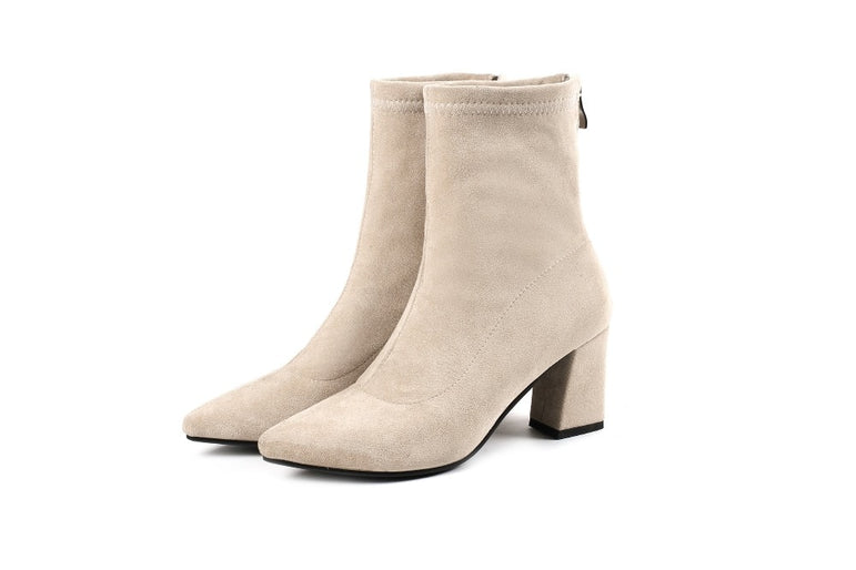 Ankle Elastic Sock Chunky High Heels Boots