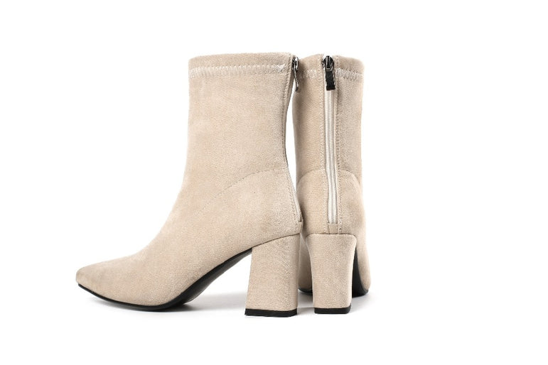 Ankle Elastic Sock Chunky High Heels Boots