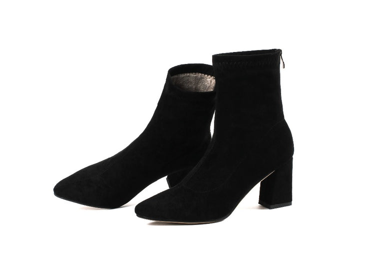 Ankle Elastic Sock Chunky High Heels Boots