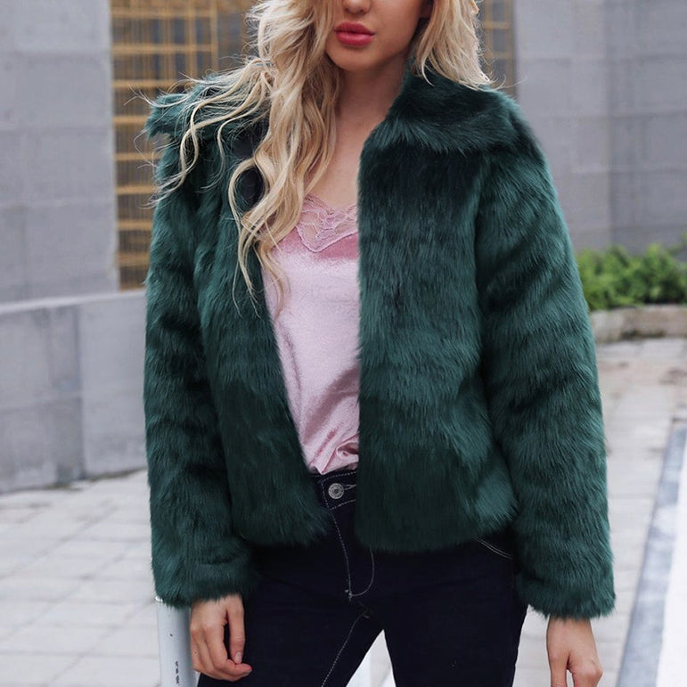 Leopard Faux Fur Coat Women Jacket