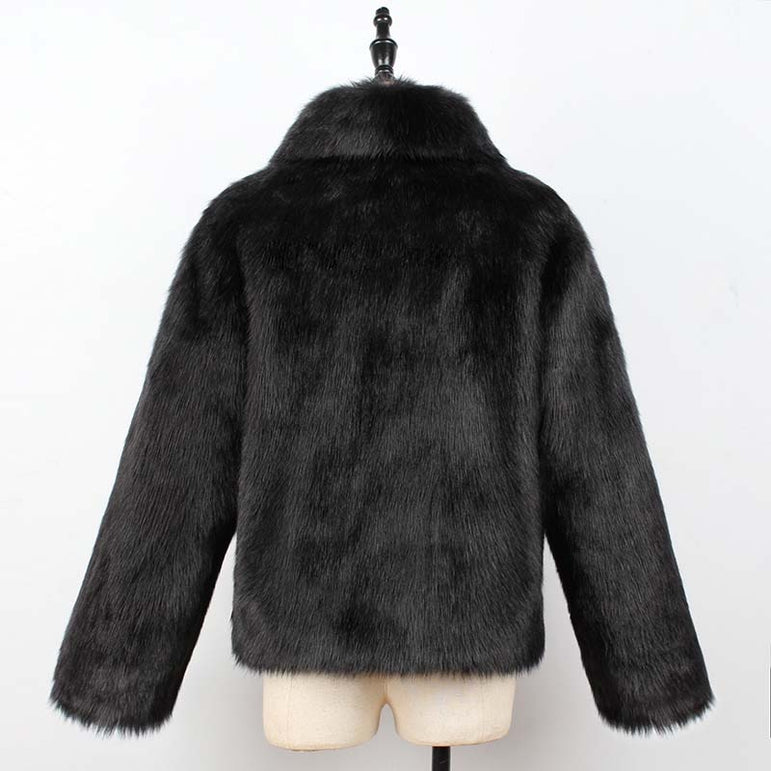 Leopard Faux Fur Coat Women Jacket