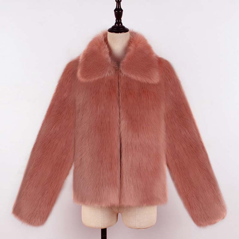 Leopard Faux Fur Coat Women Jacket