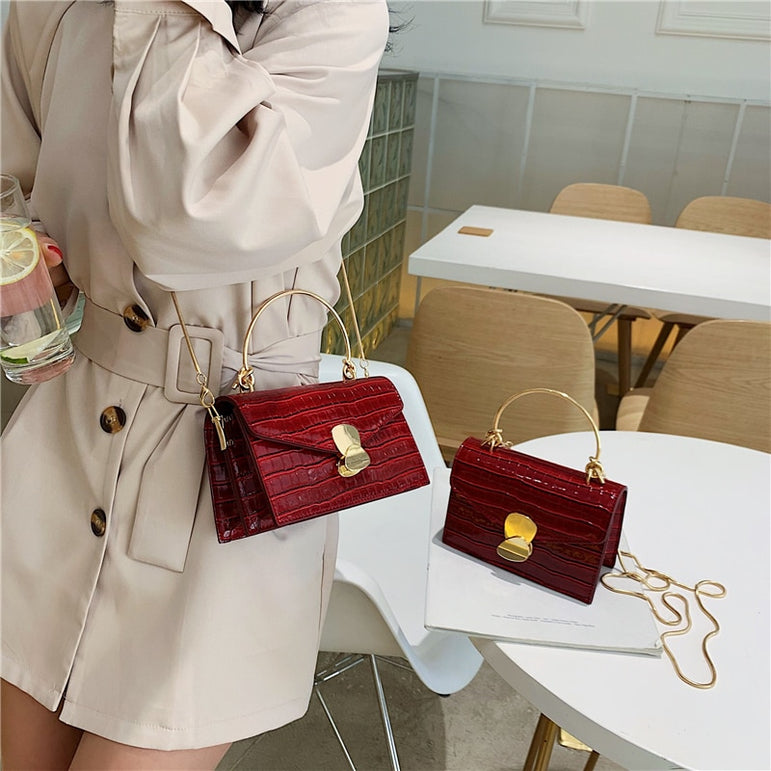 Stone pattern PU Leather Crossbody Bags