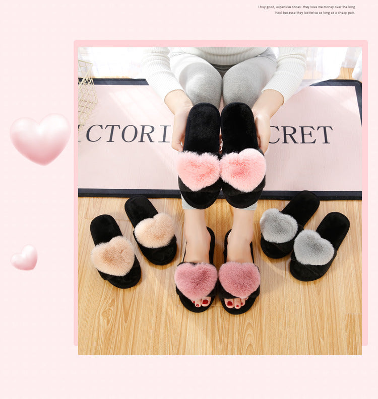 Love Heart Cotton Non-Slip Slippers