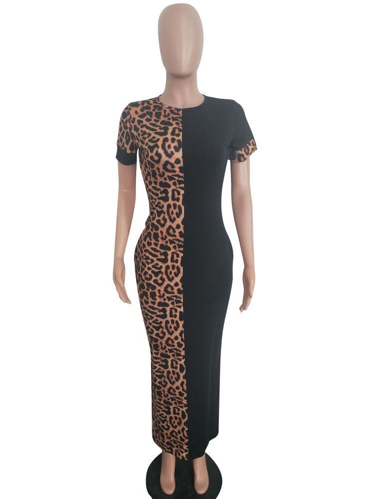 Leopard Print Bodycon Long Maxi Dress