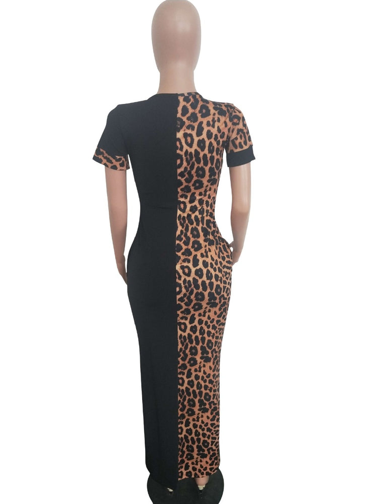 Leopard Print Bodycon Long Maxi Dress