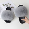 Women Warm Fox Fur Flip Flop