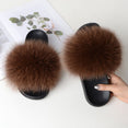 Women Warm Fox Fur Flip Flop